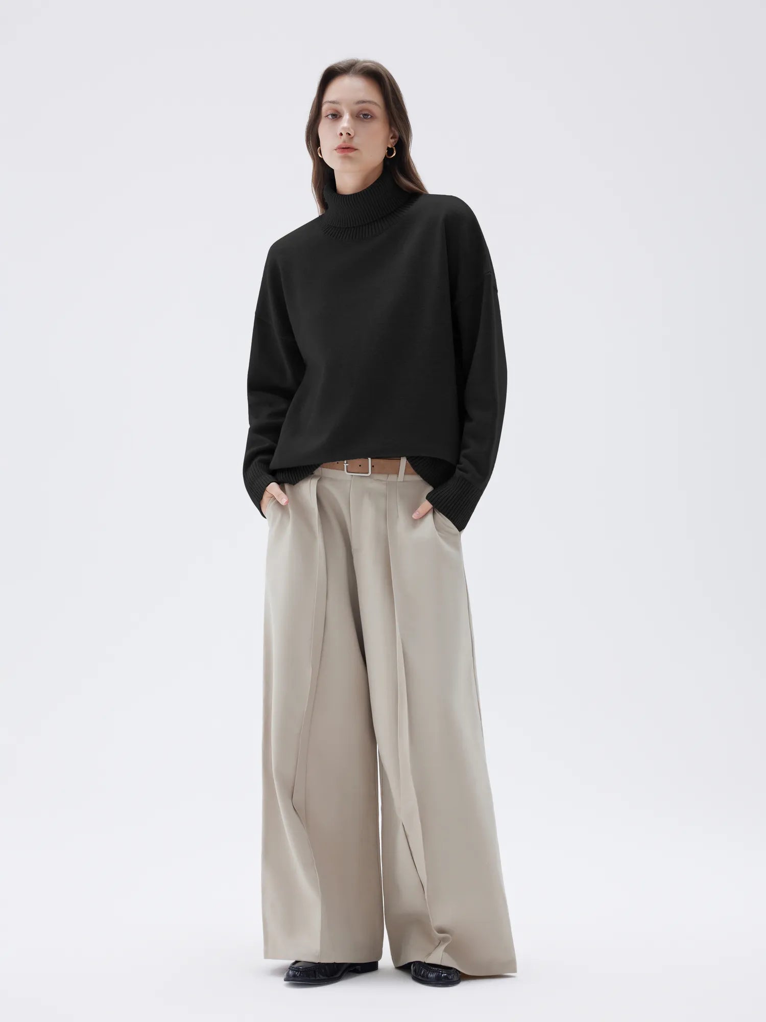 SUUKSESS Women Cashmere Oversized Chunky Turtleneck Pullover Sweater Long Sleeve Knit Jumper Tops-SUUKSESS-SUUKSESS