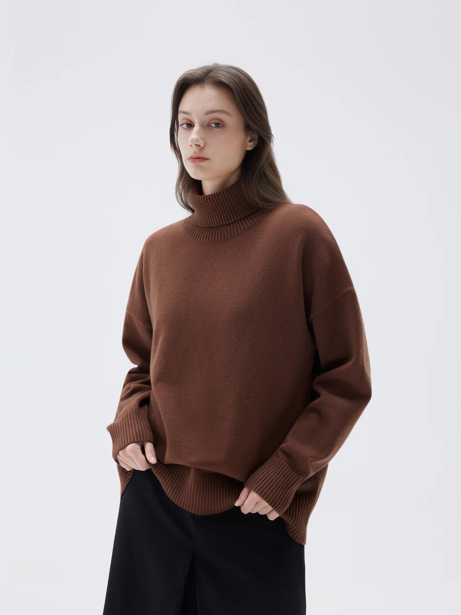 SUUKSESS Women Cashmere Oversized Chunky Turtleneck Pullover Sweater Long Sleeve Knit Jumper Tops-SUUKSESS-SUUKSESS