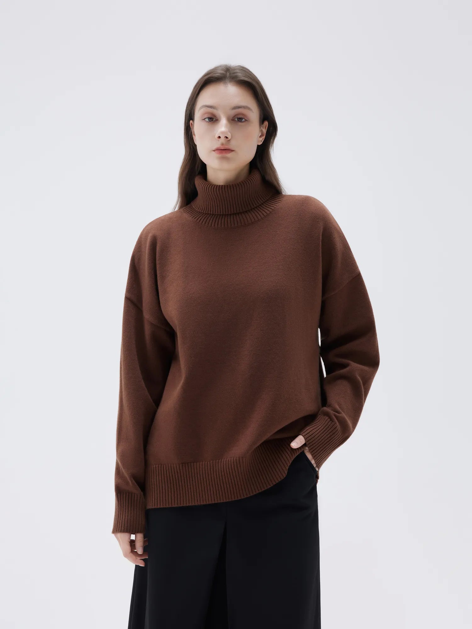 SUUKSESS Women Cashmere Oversized Chunky Turtleneck Pullover Sweater Long Sleeve Knit Jumper Tops-SUUKSESS-SUUKSESS