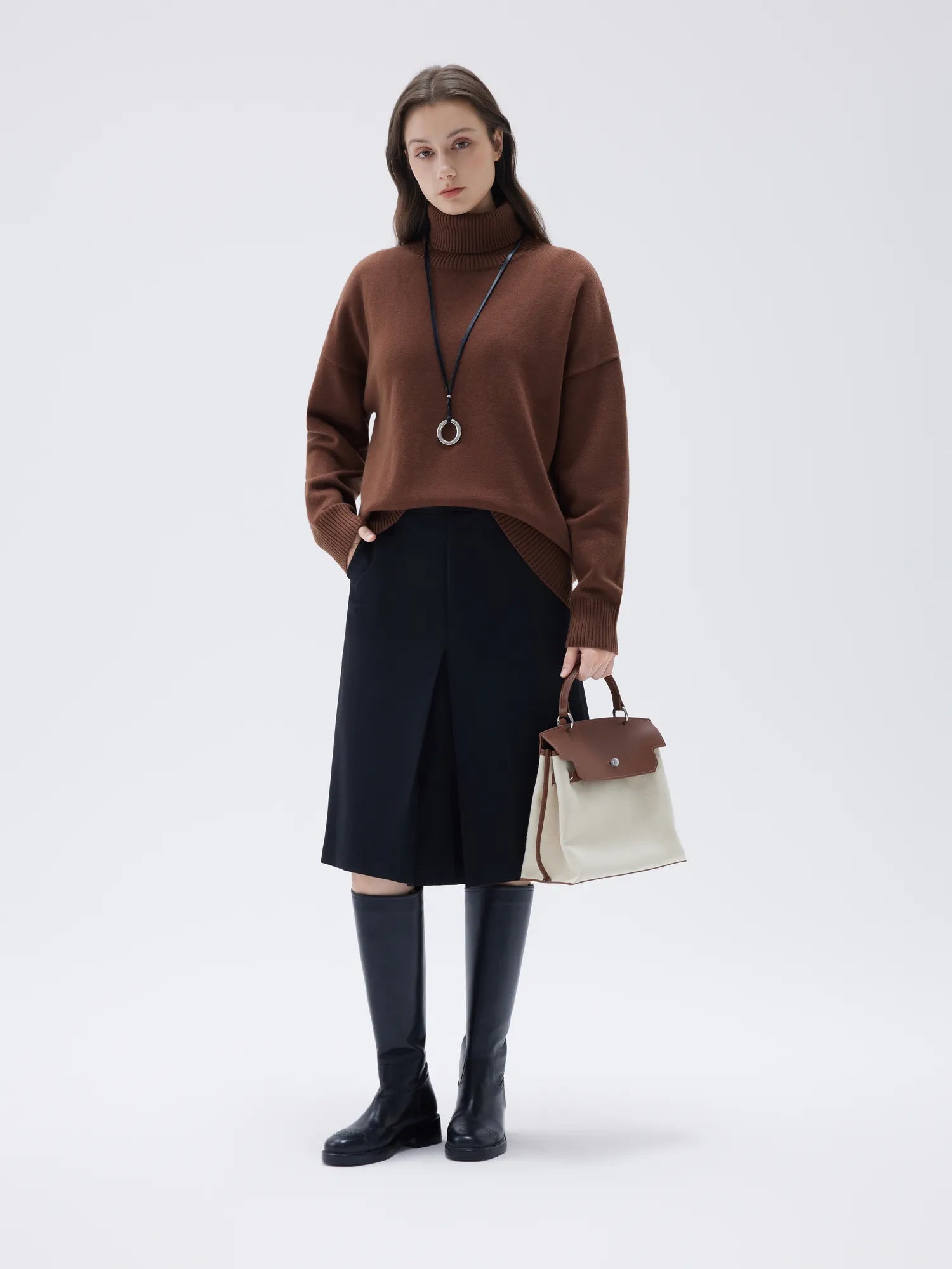 SUUKSESS Women Cashmere Oversized Chunky Turtleneck Pullover Sweater Long Sleeve Knit Jumper Tops-SUUKSESS-SUUKSESS