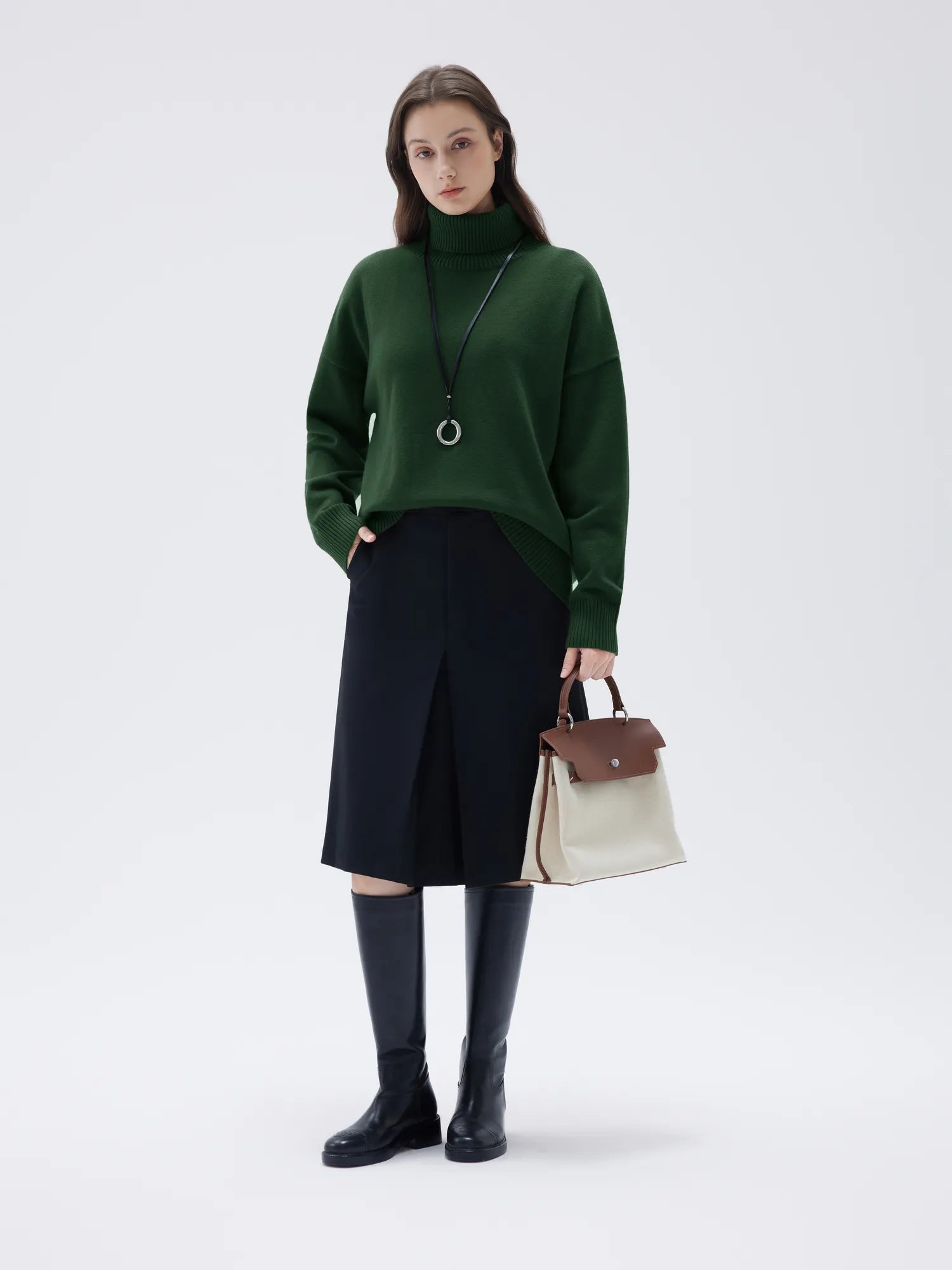 SUUKSESS Women Cashmere Oversized Chunky Turtleneck Pullover Sweater Long Sleeve Knit Jumper Tops-SUUKSESS-SUUKSESS