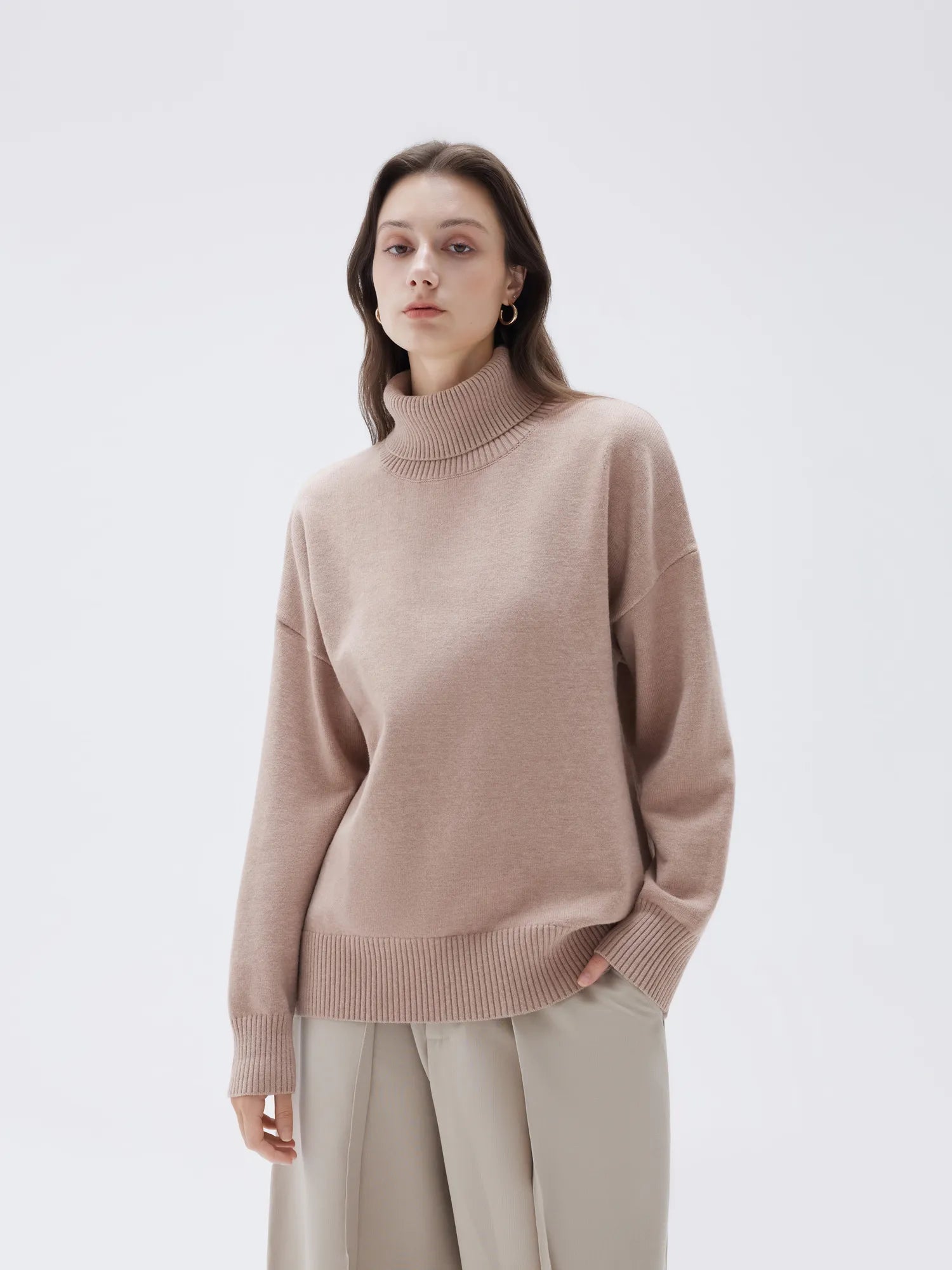 SUUKSESS Women Cashmere Oversized Chunky Turtleneck Pullover Sweater Long Sleeve Knit Jumper Tops-SUUKSESS-SUUKSESS