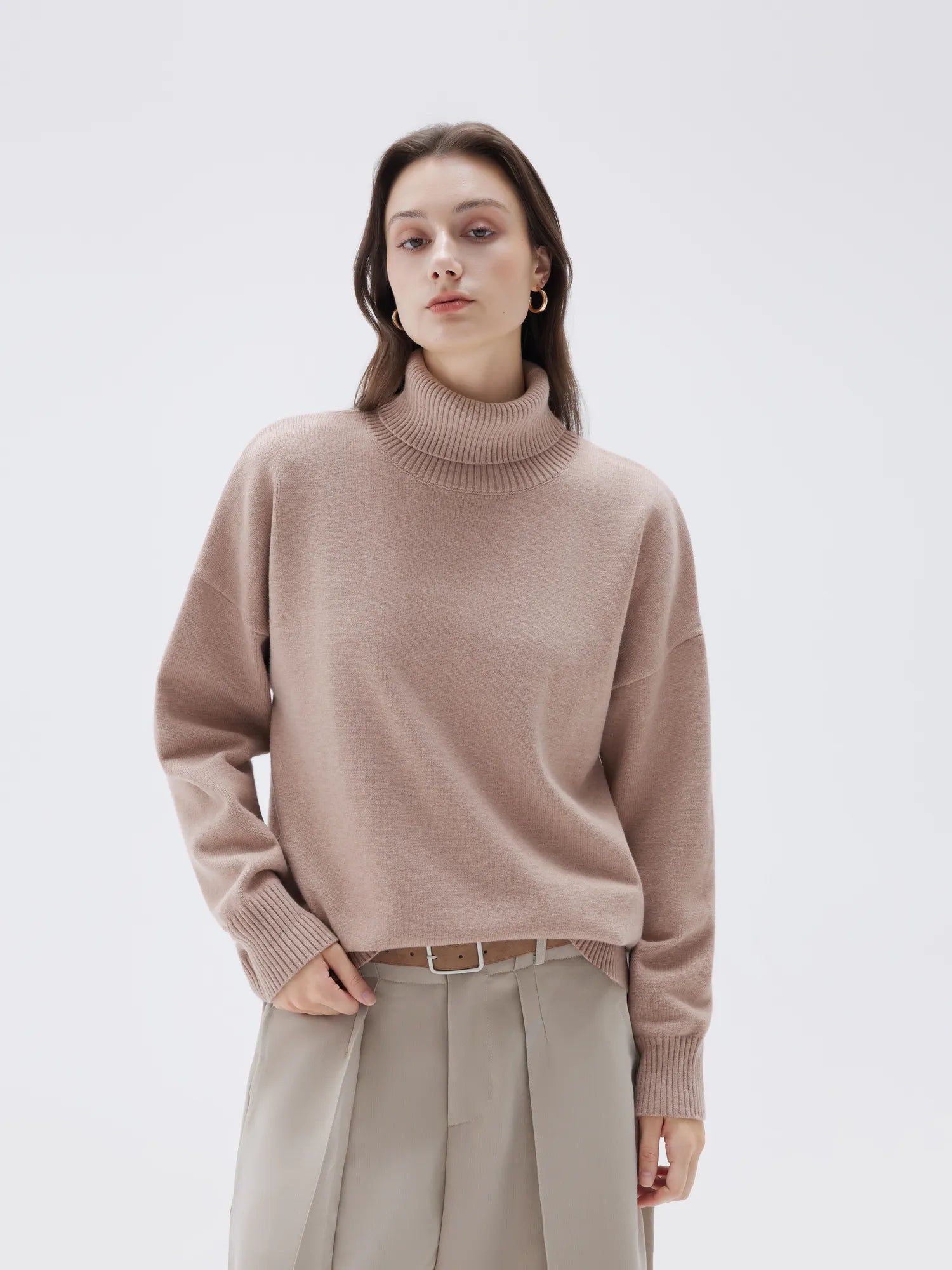 SUUKSESS Women Cashmere Oversized Chunky Turtleneck Pullover Sweater Long Sleeve Knit Jumper Tops-SUUKSESS-SUUKSESS