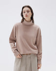 SUUKSESS Women Cashmere Oversized Chunky Turtleneck Pullover Sweater Long Sleeve Knit Jumper Tops-SUUKSESS-SUUKSESS