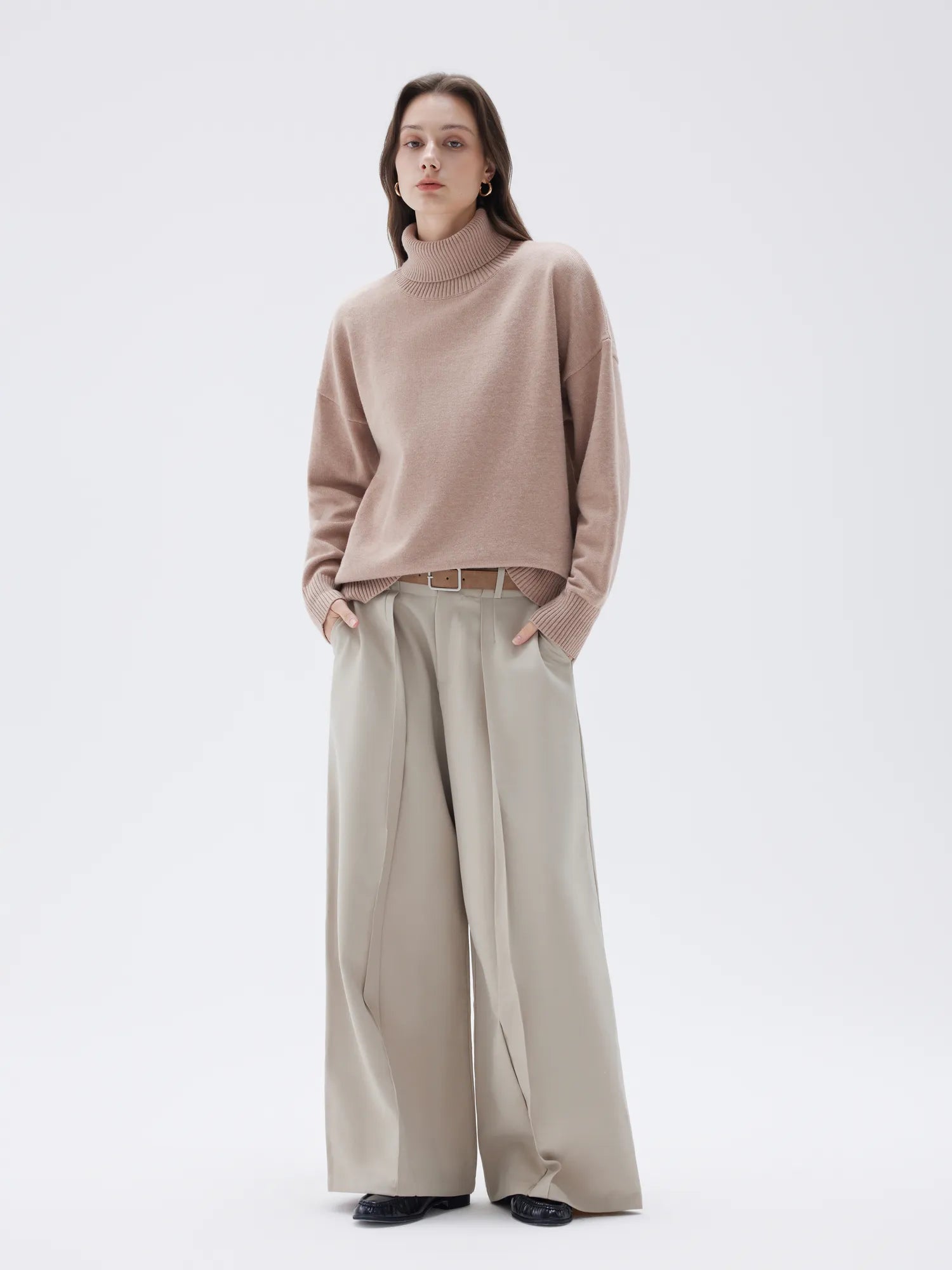 SUUKSESS Women Cashmere Oversized Chunky Turtleneck Pullover Sweater Long Sleeve Knit Jumper Tops-SUUKSESS-SUUKSESS