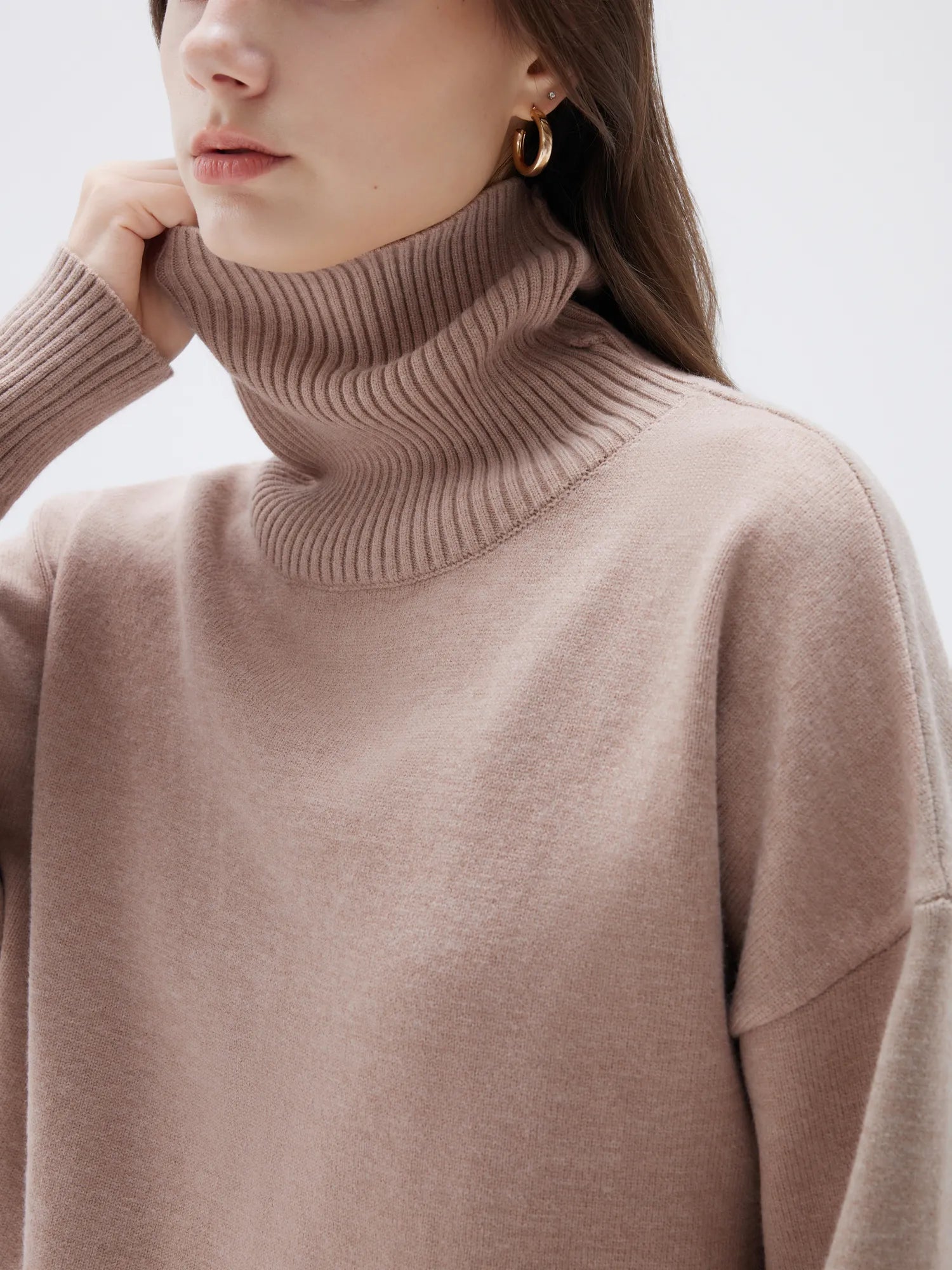 SUUKSESS Women Cashmere Oversized Chunky Turtleneck Pullover Sweater Long Sleeve Knit Jumper Tops-SUUKSESS-SUUKSESS