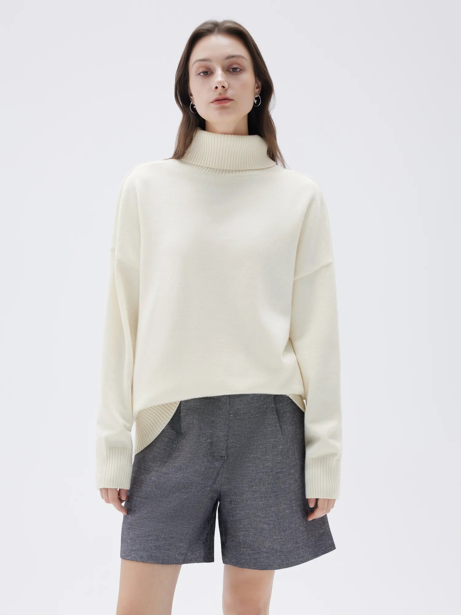 SUUKSESS Women Cashmere Oversized Chunky Turtleneck Pullover Sweater Long Sleeve Knit Jumper Tops-SUUKSESS-SUUKSESS