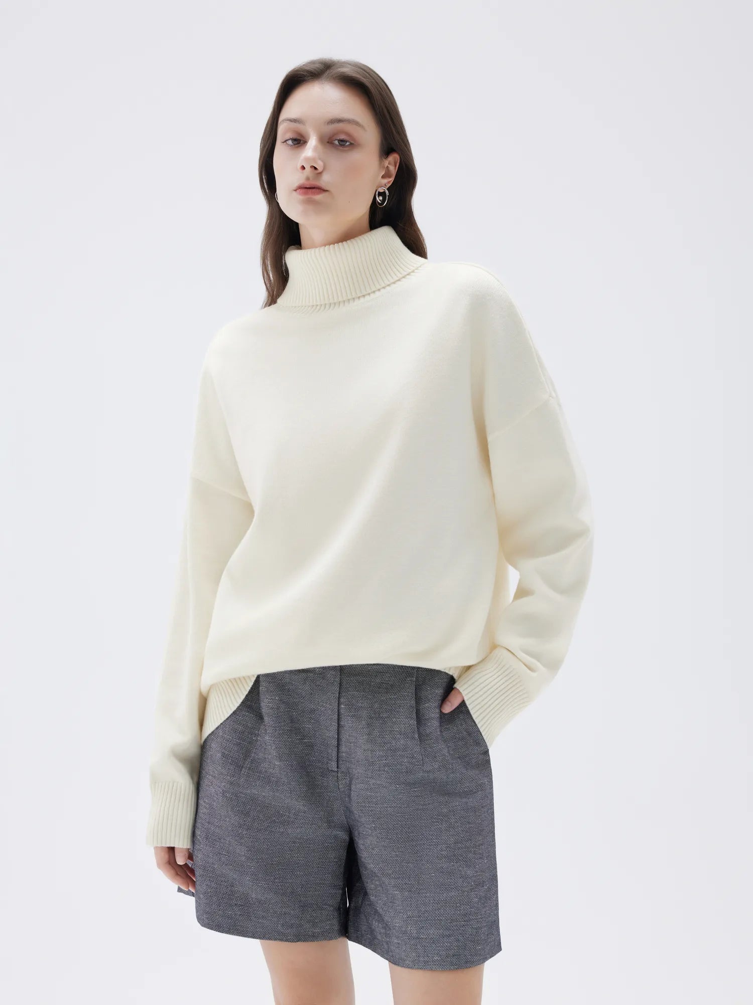 SUUKSESS Women Cashmere Oversized Chunky Turtleneck Pullover Sweater Long Sleeve Knit Jumper Tops-SUUKSESS-SUUKSESS
