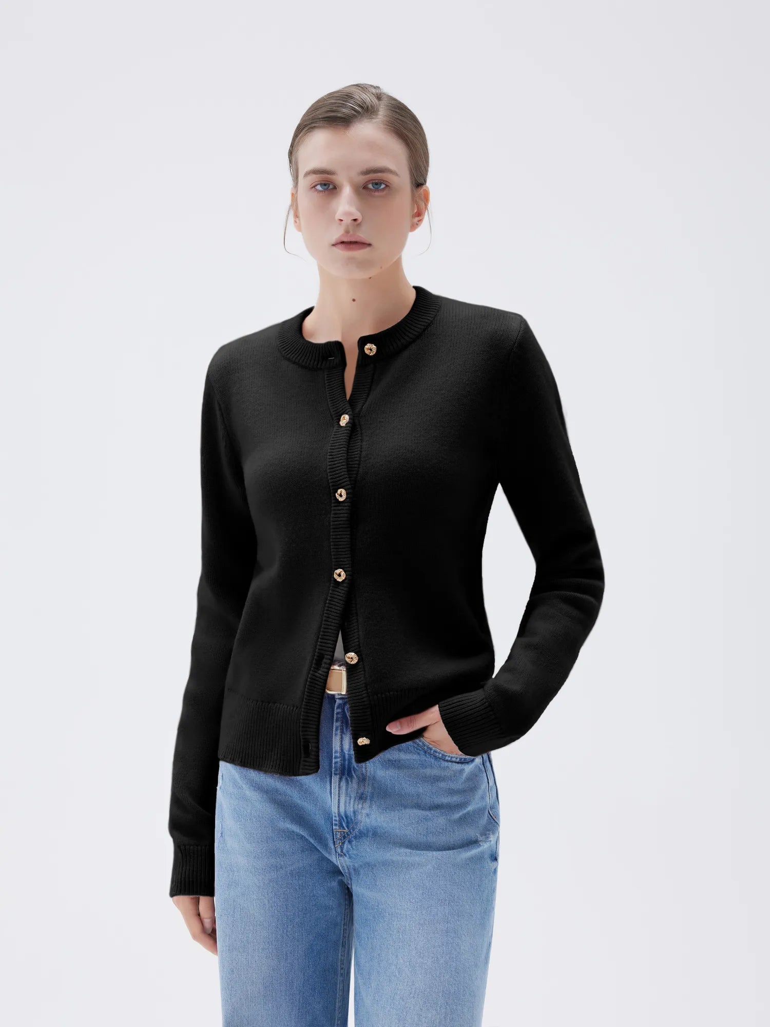 SUUKSESS Women Chunky Cashmere Cardigan Sweaters Trendy Fall Fashion Button Up Long Sleeve Knit Outfits-SUUKSESS-Black-XS-SUUKSESS