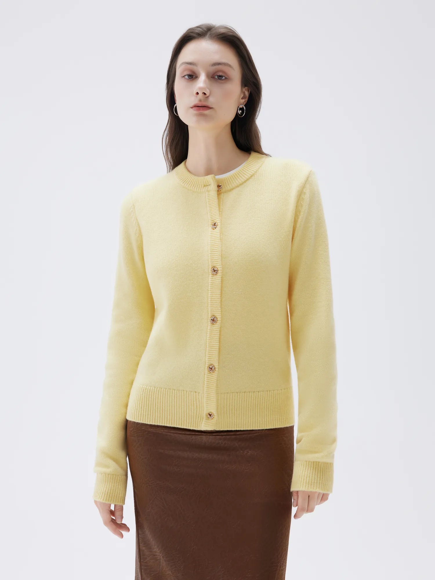 SUUKSESS Women Chunky Cashmere Cardigan Sweaters Trendy Fall Fashion Button Up Long Sleeve Knit Outfits-SUUKSESS-Yellow-XS-SUUKSESS
