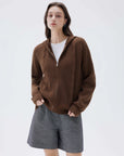 SUUKSESS Women Chunky Knit Cashmere Sweaters Zip up Oversized Hoodies Cardigan with Pockets Long Sleeve Fall Outerwear-SUUKSESS-SUUKSESS