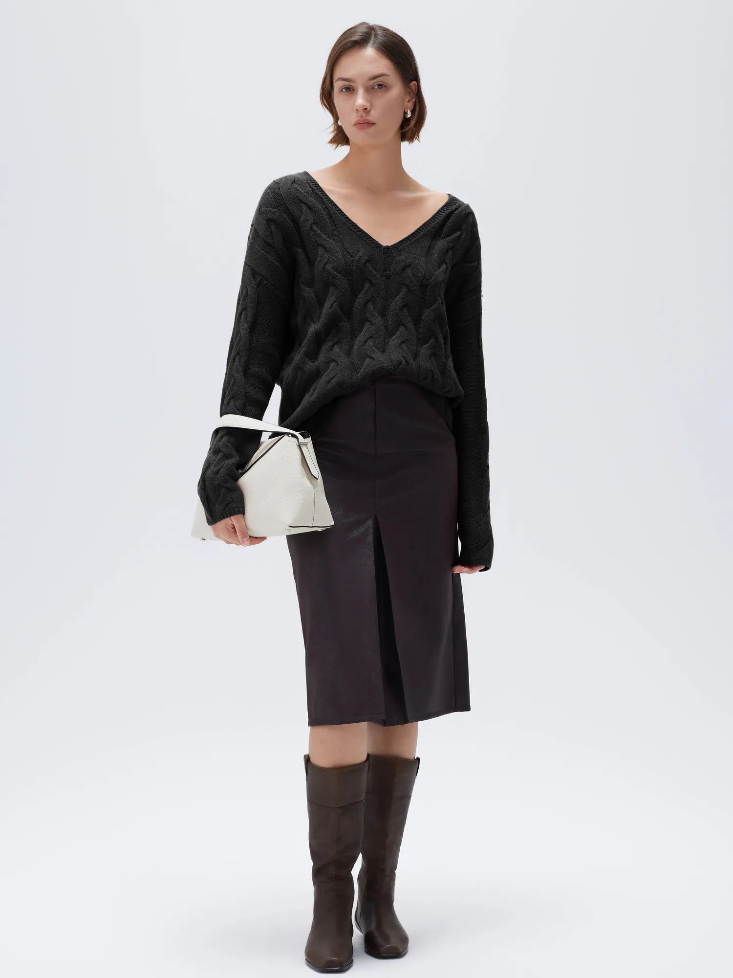 Cashmere V Neck Cable Sweaters
