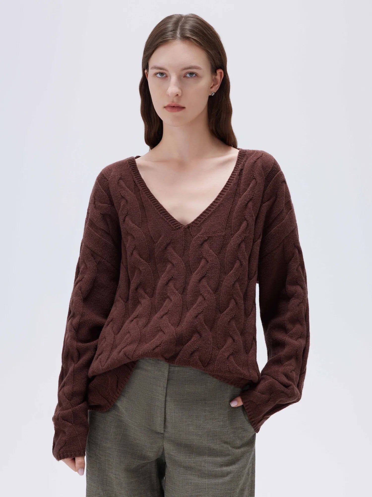 Cashmere V Neck Cable Sweaters