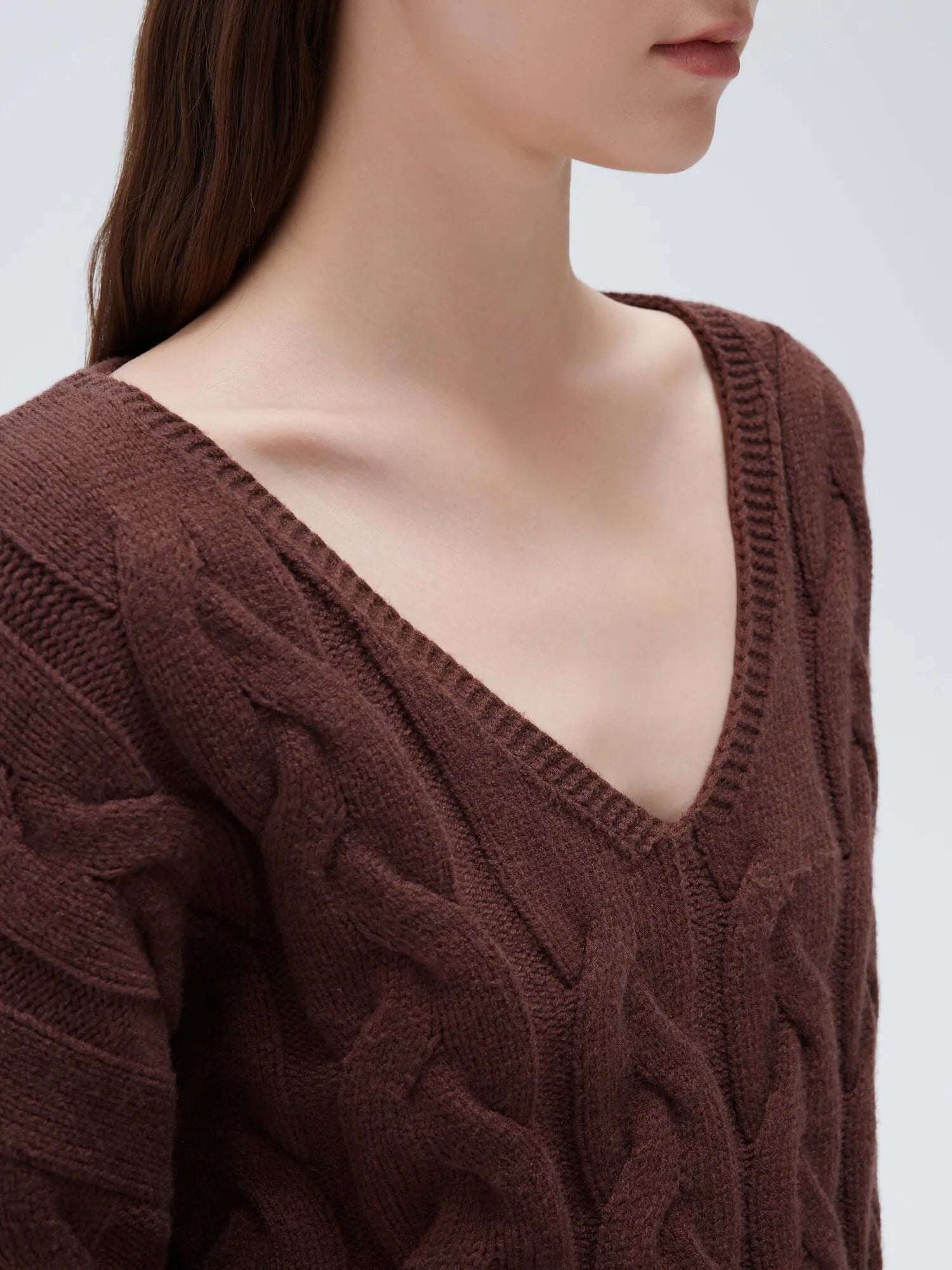 Cashmere V Neck Cable Sweaters