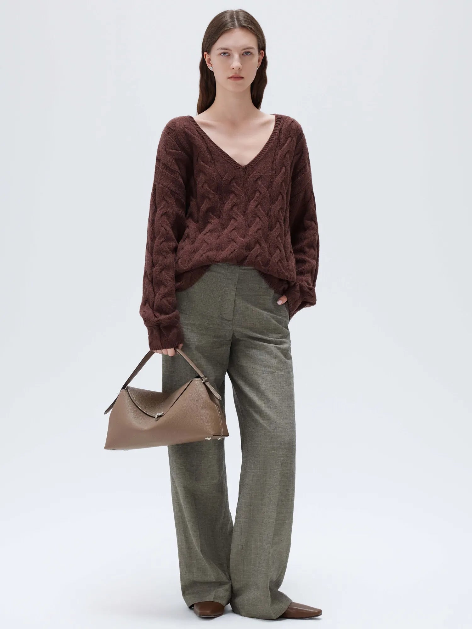 Cashmere V Neck Cable Sweaters