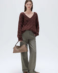 Cashmere V Neck Cable Sweaters