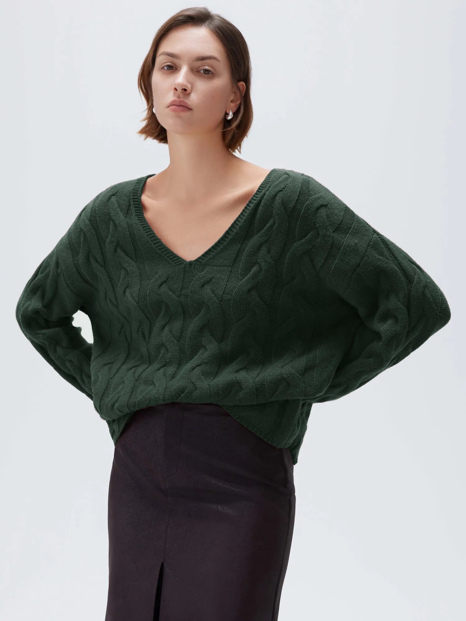 Cashmere V Neck Cable Sweaters