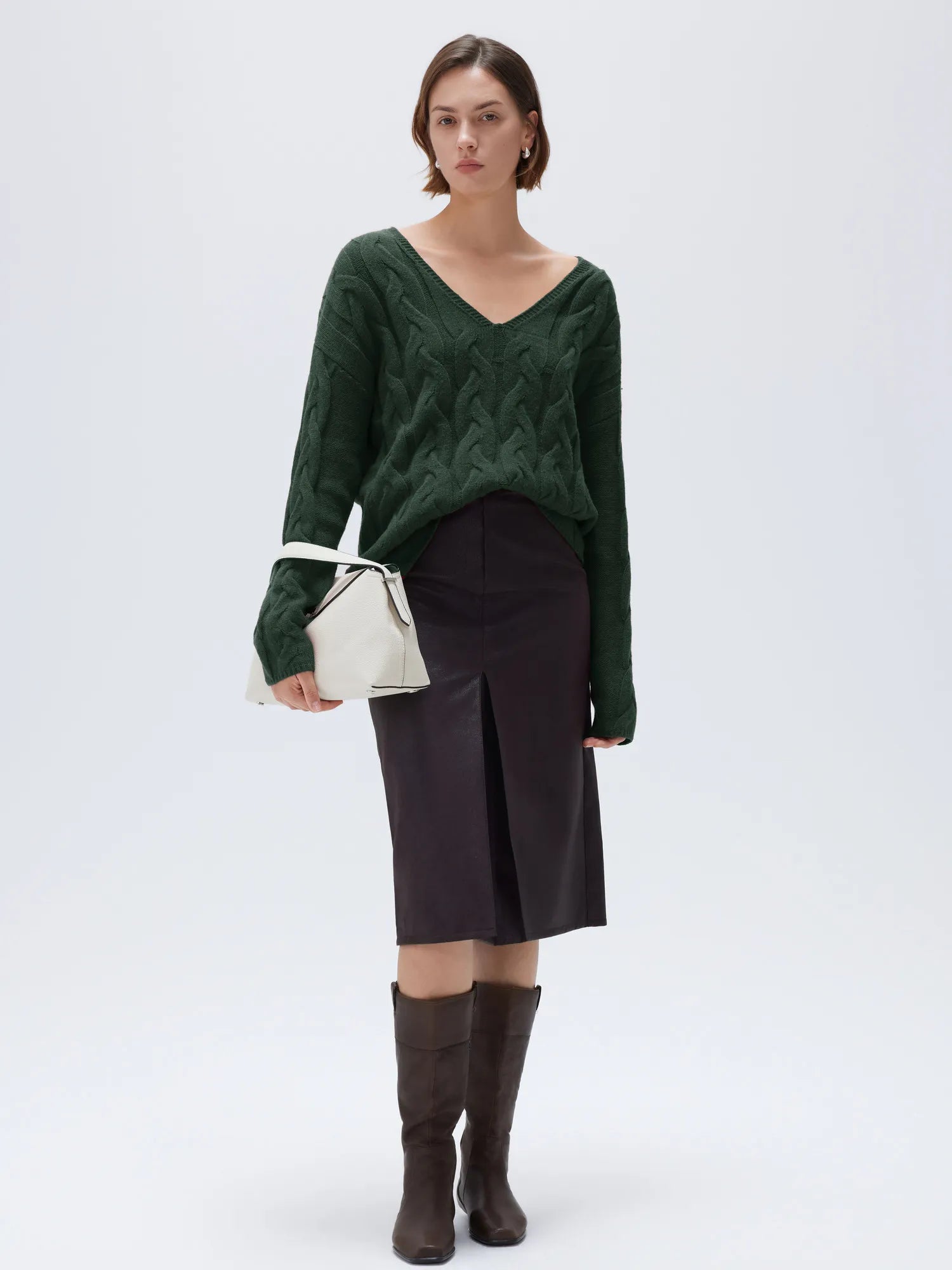 Cashmere V Neck Cable Sweaters