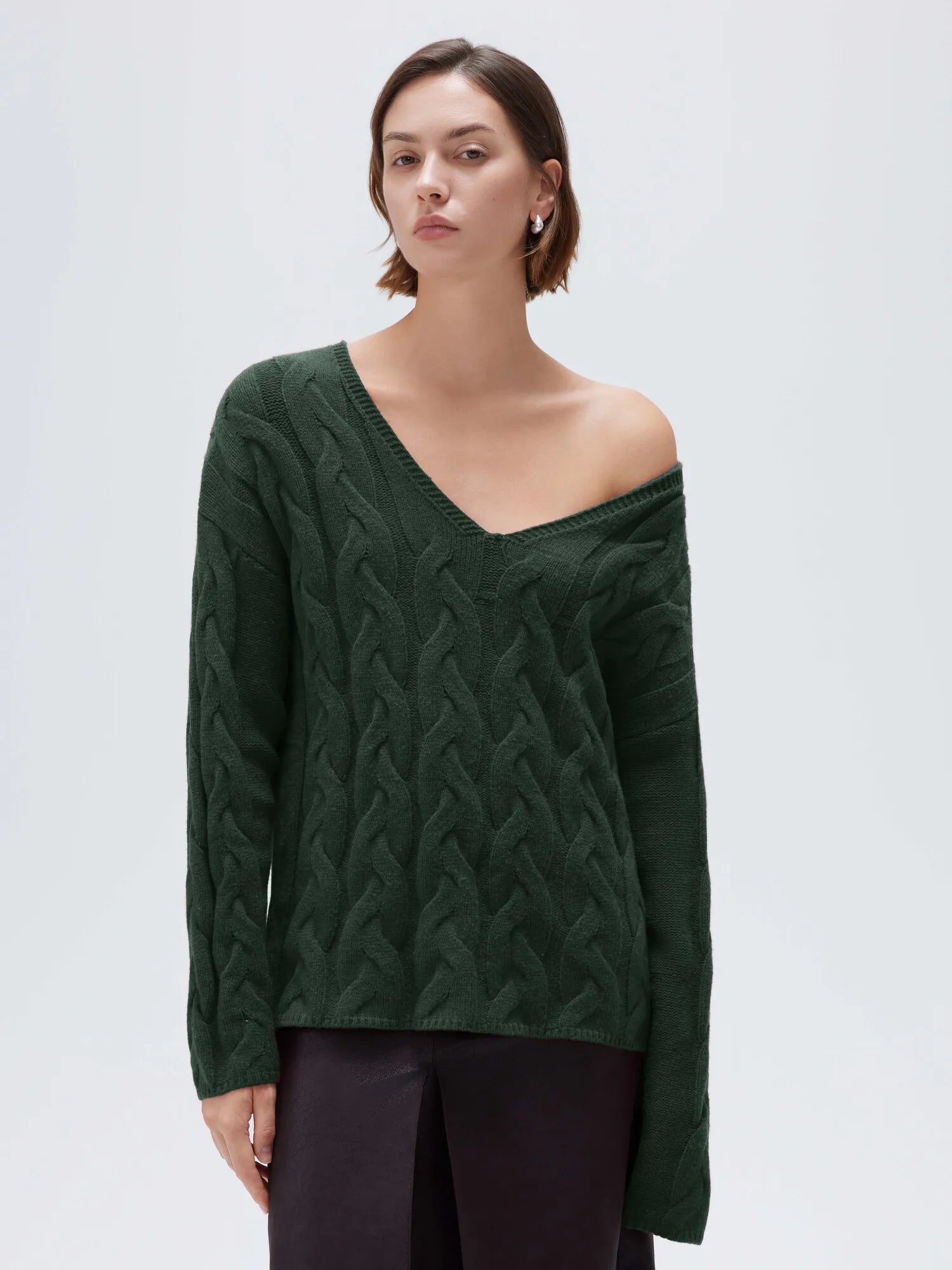 Cashmere V Neck Cable Sweaters