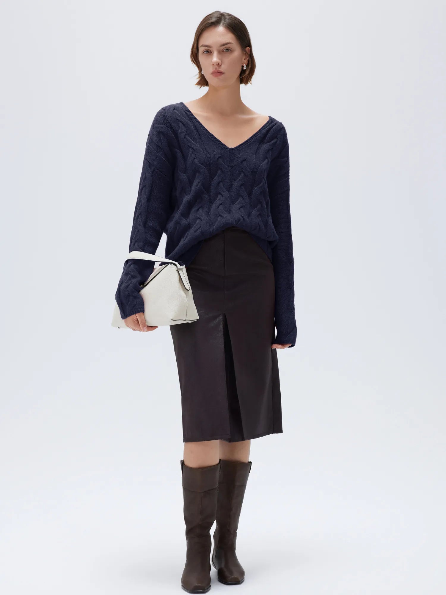 Cashmere V Neck Cable Sweaters