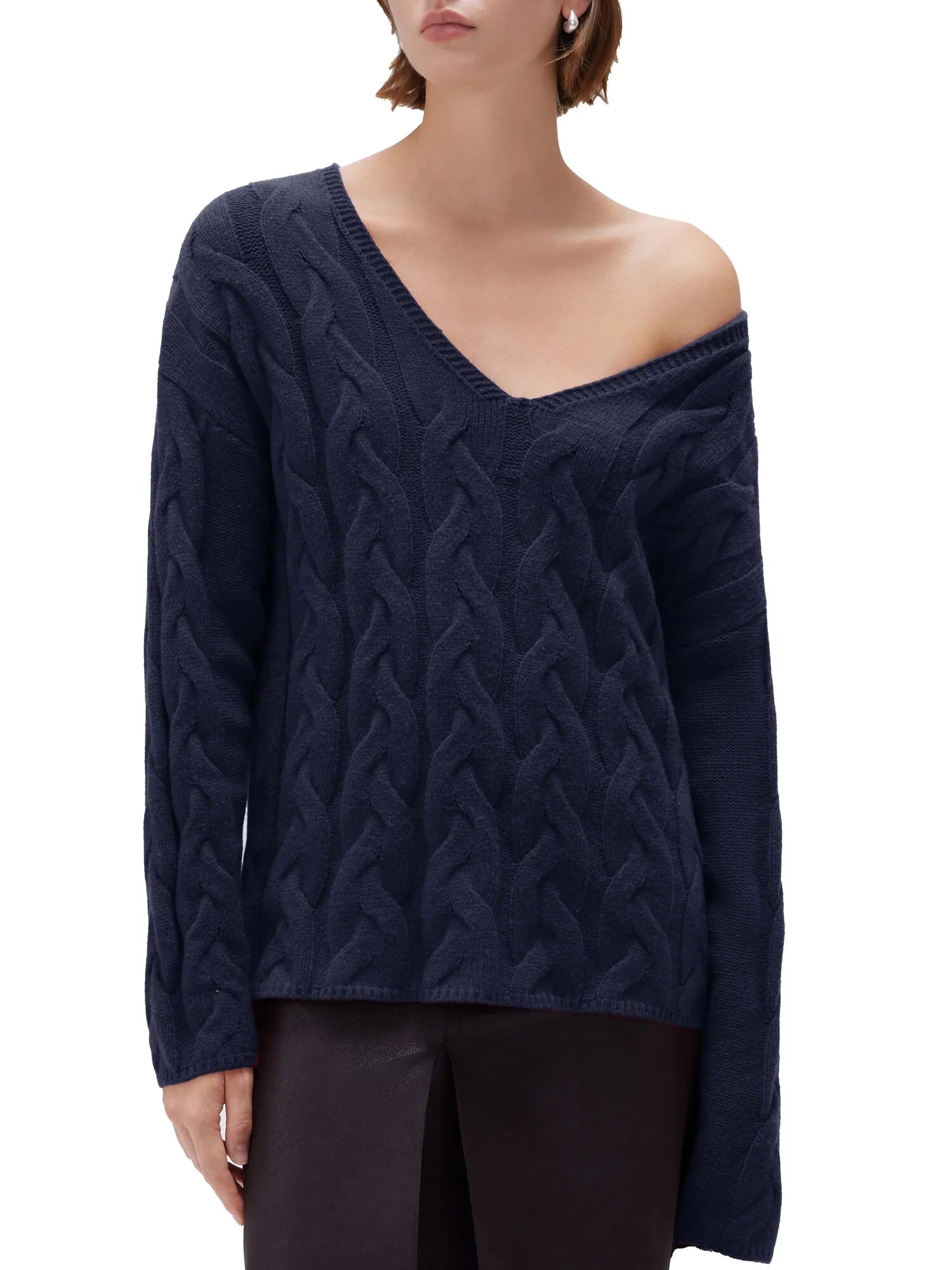Cashmere V Neck Cable Sweaters