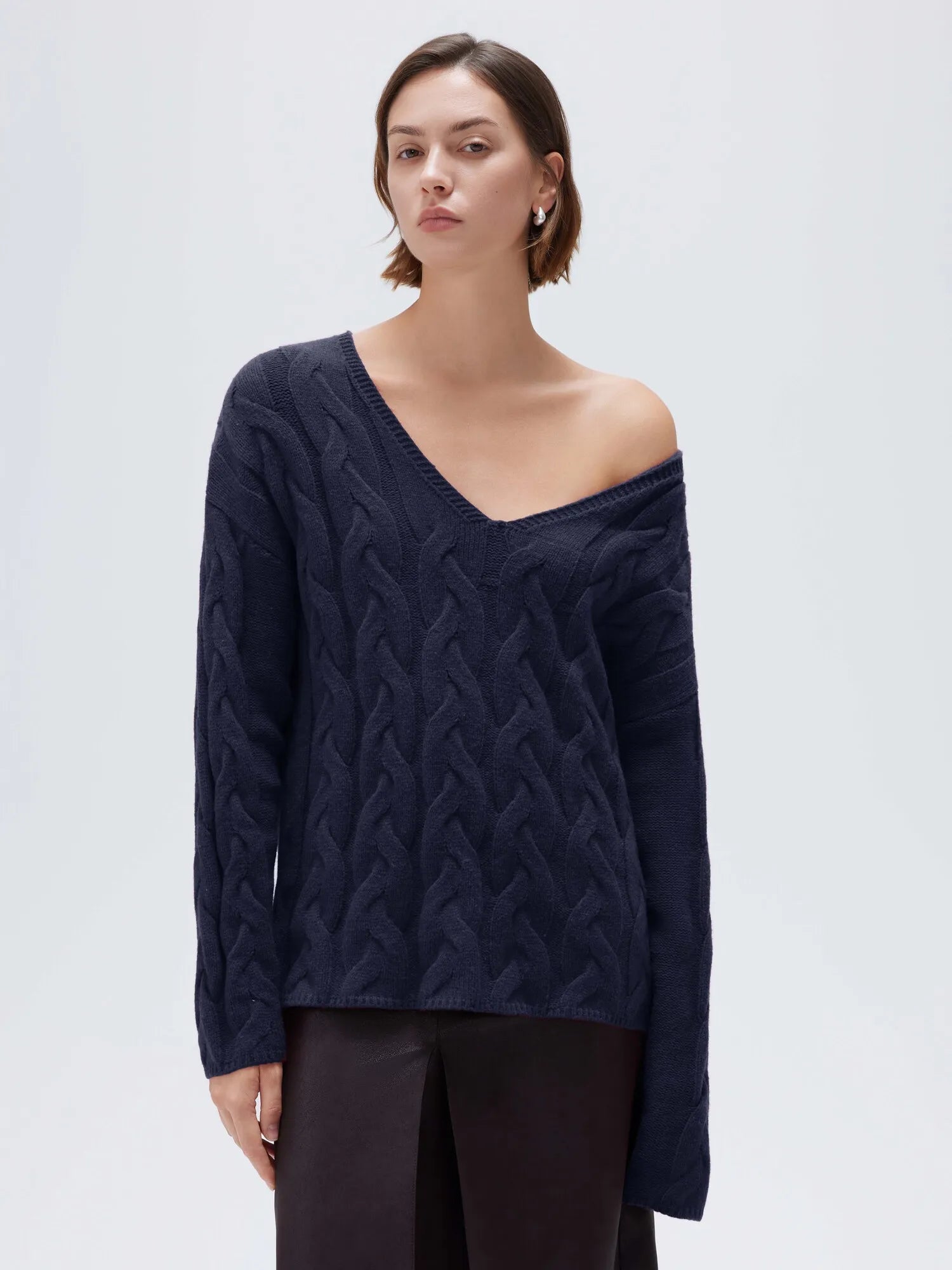 Cashmere V Neck Cable Sweaters
