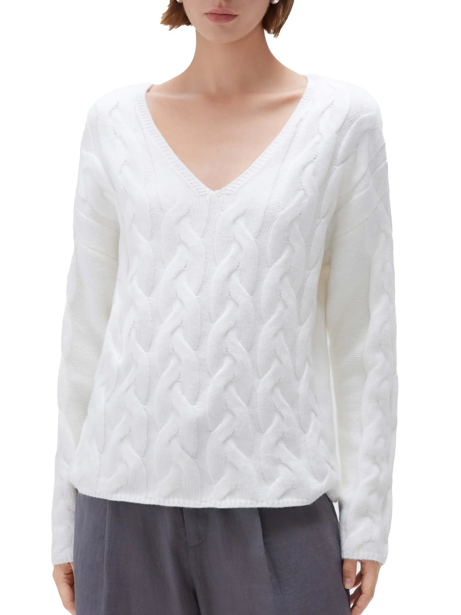 Cashmere V Neck Cable Sweaters