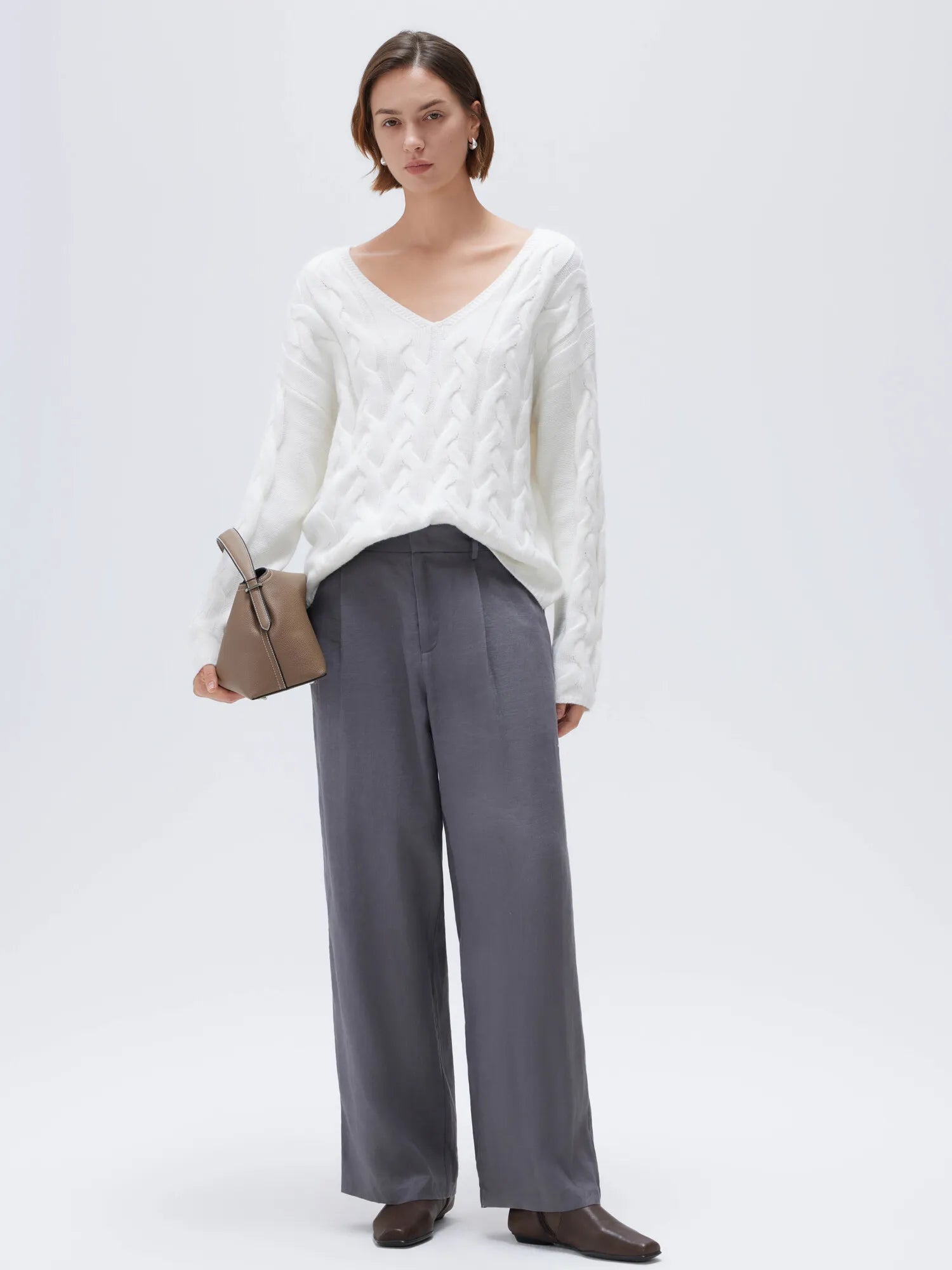 Cashmere V Neck Cable Sweaters