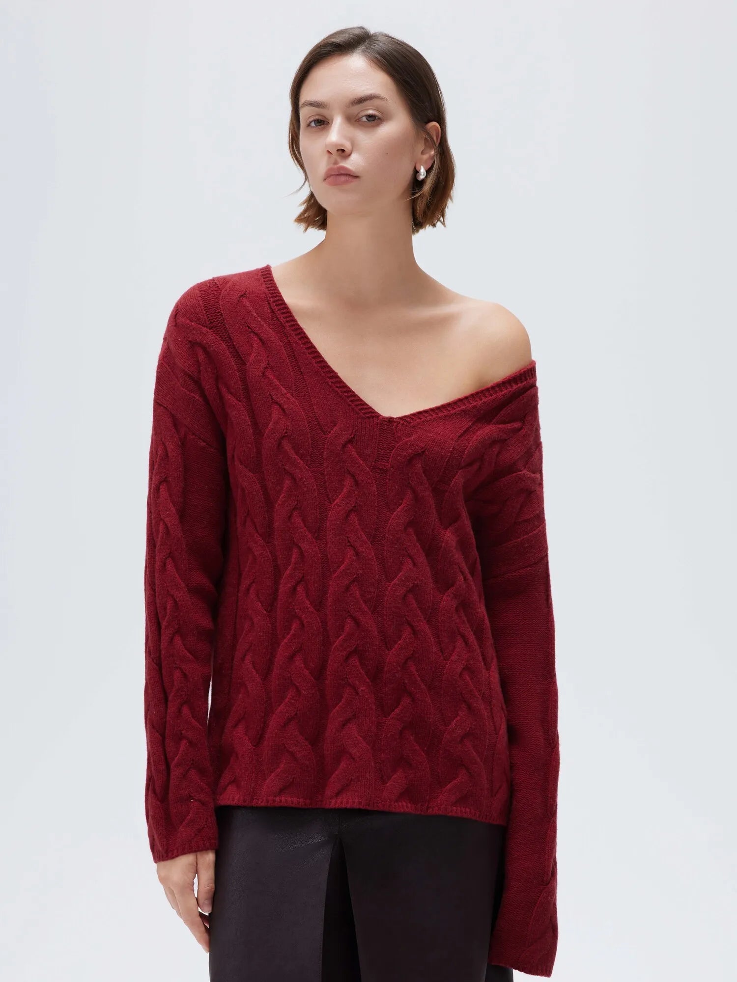 Cashmere V Neck Cable Sweaters