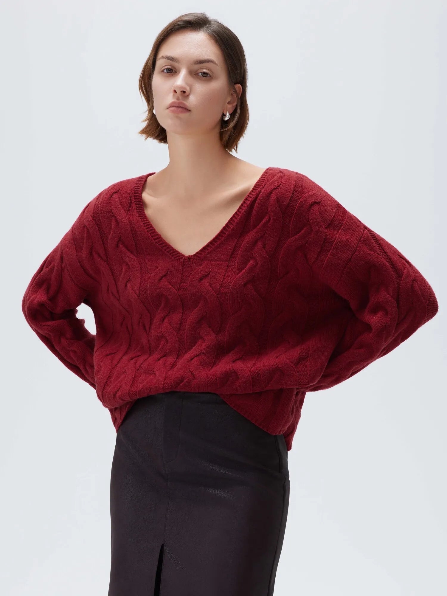 Cashmere V Neck Cable Sweaters
