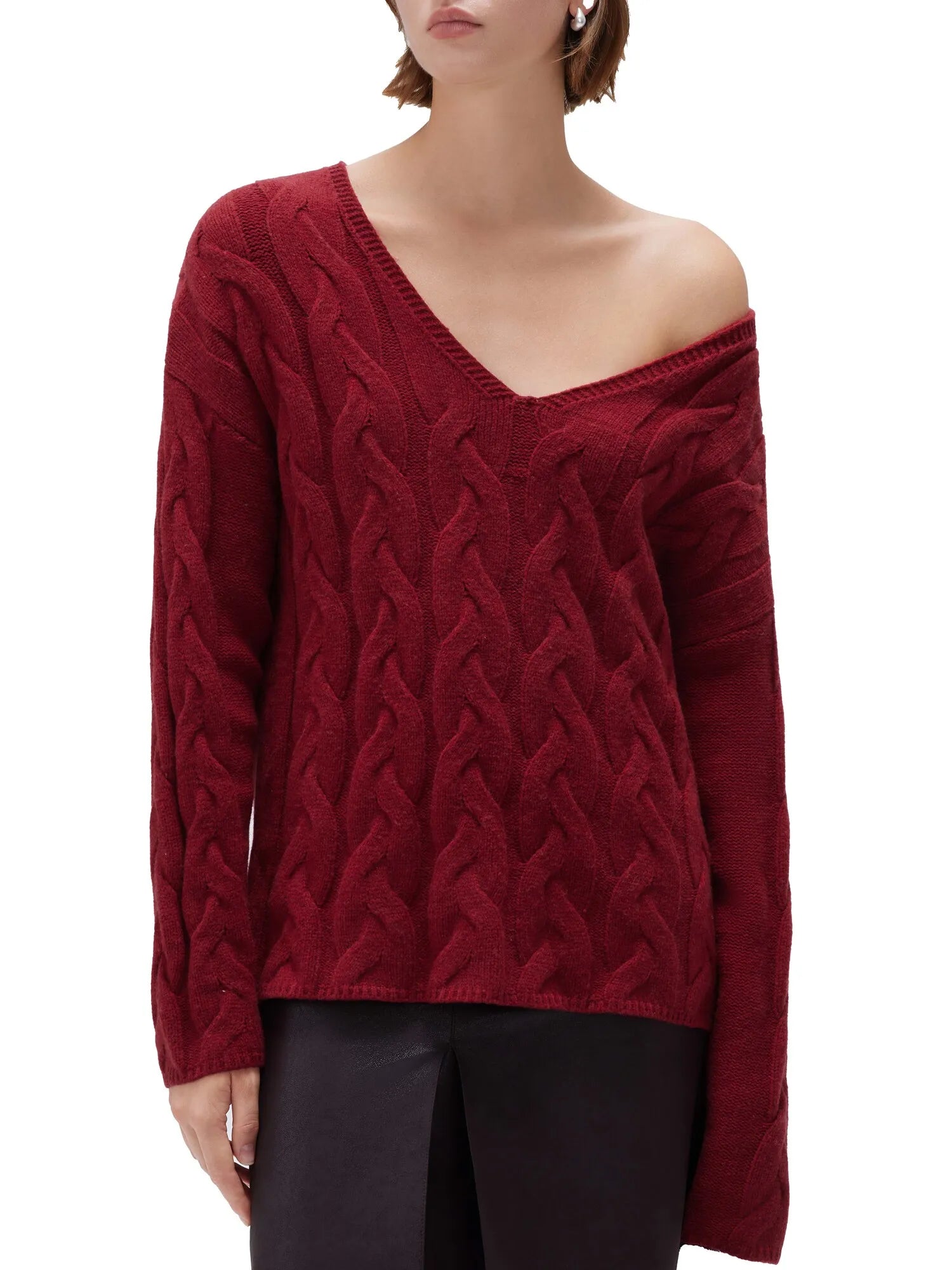 Cashmere V Neck Cable Sweaters