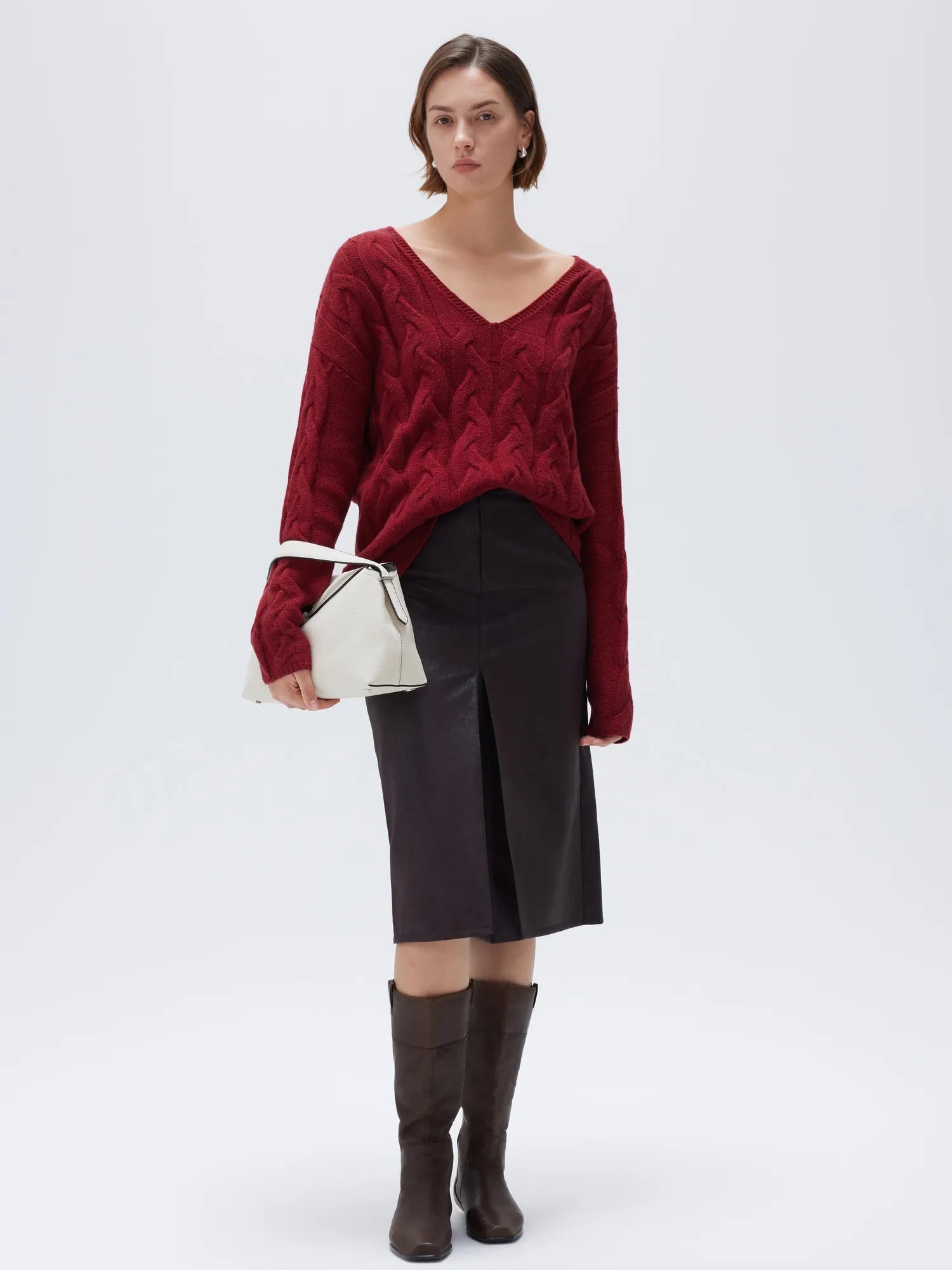 Cashmere V Neck Cable Sweaters