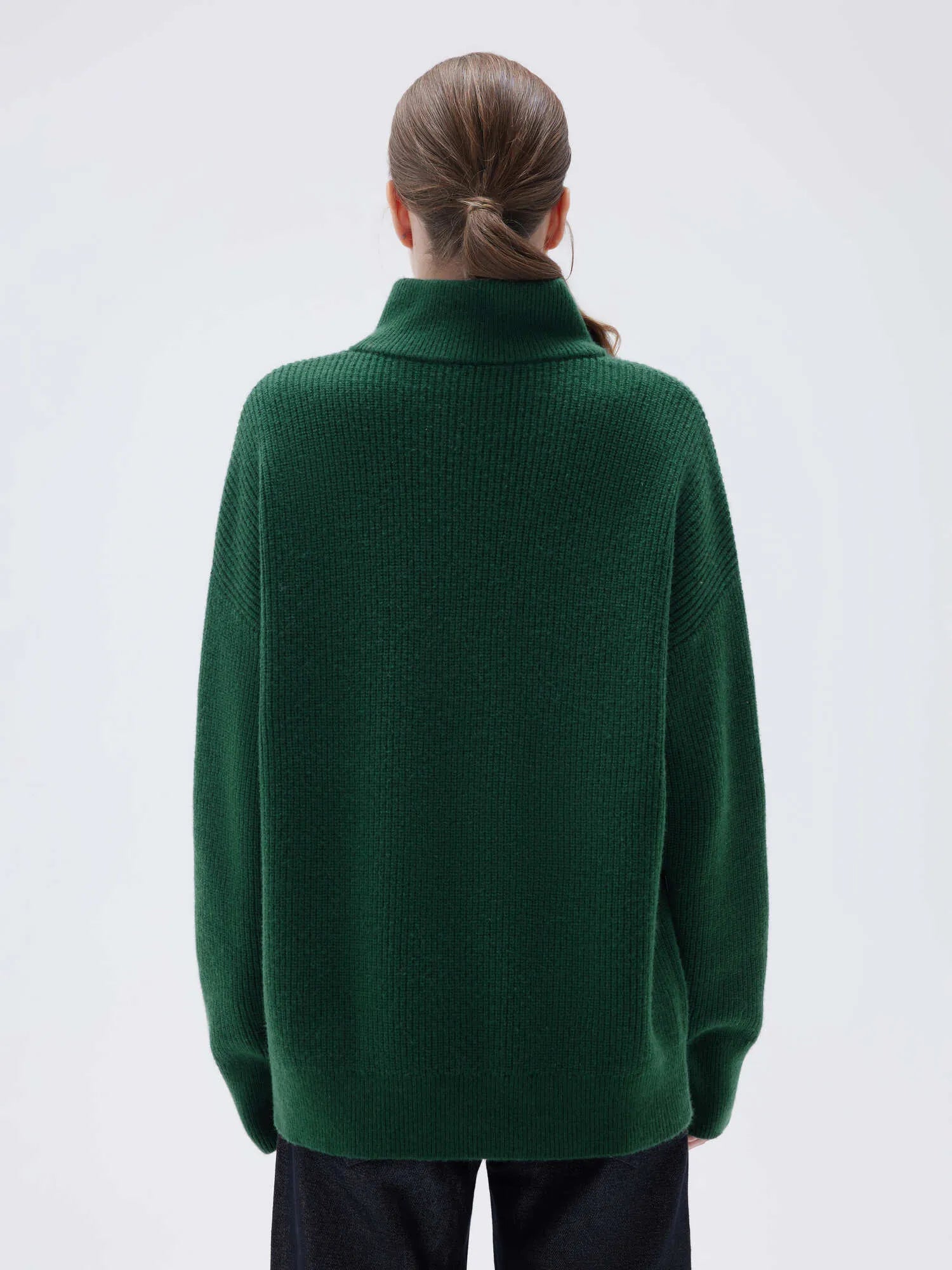SUUKSESS Women Cashmere Oversized Quarter Zip Pullover Sweater Long Sleeve Collared Ribbed Knit Jumper Tops-SUUKSESS-SUUKSESS