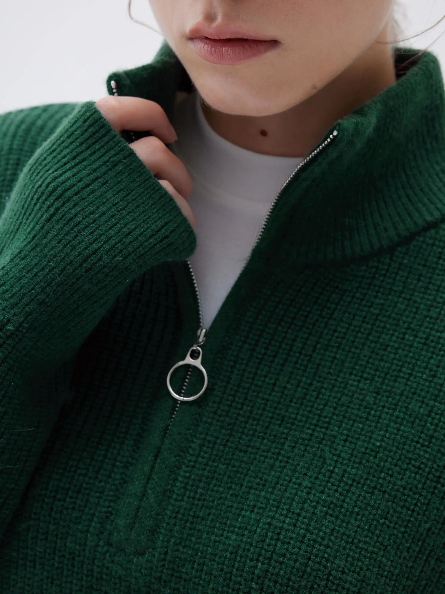 SUUKSESS Women Cashmere Oversized Quarter Zip Pullover Sweater Long Sleeve Collared Ribbed Knit Jumper Tops-SUUKSESS-SUUKSESS