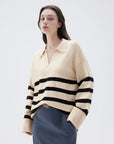 SUUKSESS Women Cashmere Oversized V Neck Pullover Sweaters Long Sleeve Collared Knit Jumper Tops-SUUKSESS-SUUKSESS
