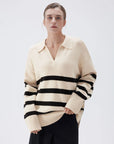 SUUKSESS Women Cashmere Oversized V Neck Pullover Sweaters Long Sleeve Collared Knit Jumper Tops-SUUKSESS-SUUKSESS