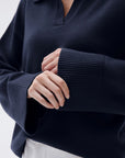 SUUKSESS Women Cashmere Oversized V Neck Pullover Sweaters Long Sleeve Collared Knit Jumper Tops-SUUKSESS-SUUKSESS