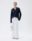 SUUKSESS Women Cashmere Oversized V Neck Pullover Sweaters Long Sleeve Collared Knit Jumper Tops-SUUKSESS-SUUKSESS