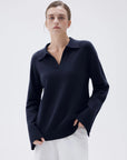 SUUKSESS Women Cashmere Oversized V Neck Pullover Sweaters Long Sleeve Collared Knit Jumper Tops-SUUKSESS-SUUKSESS