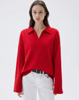 SUUKSESS Women Cashmere Oversized V Neck Pullover Sweaters Long Sleeve Collared Knit Jumper Tops-SUUKSESS-SUUKSESS
