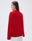 SUUKSESS Women Cashmere Oversized V Neck Pullover Sweaters Long Sleeve Collared Knit Jumper Tops-SUUKSESS-SUUKSESS