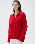 SUUKSESS Women Cashmere Oversized V Neck Pullover Sweaters Long Sleeve Collared Knit Jumper Tops-SUUKSESS-SUUKSESS