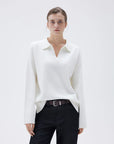 SUUKSESS Women Cashmere Oversized V Neck Pullover Sweaters Long Sleeve Collared Knit Jumper Tops-SUUKSESS-White-XS-SUUKSESS