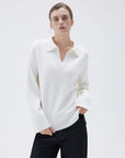 SUUKSESS Women Cashmere Oversized V Neck Pullover Sweaters Long Sleeve Collared Knit Jumper Tops-SUUKSESS-SUUKSESS