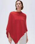SUUKSESS Women Cashmere Knit Poncho Shrug Bolero Lightweight Shawl Wraps Pullover Sweater-SUUKSESS-Red-SUUKSESS