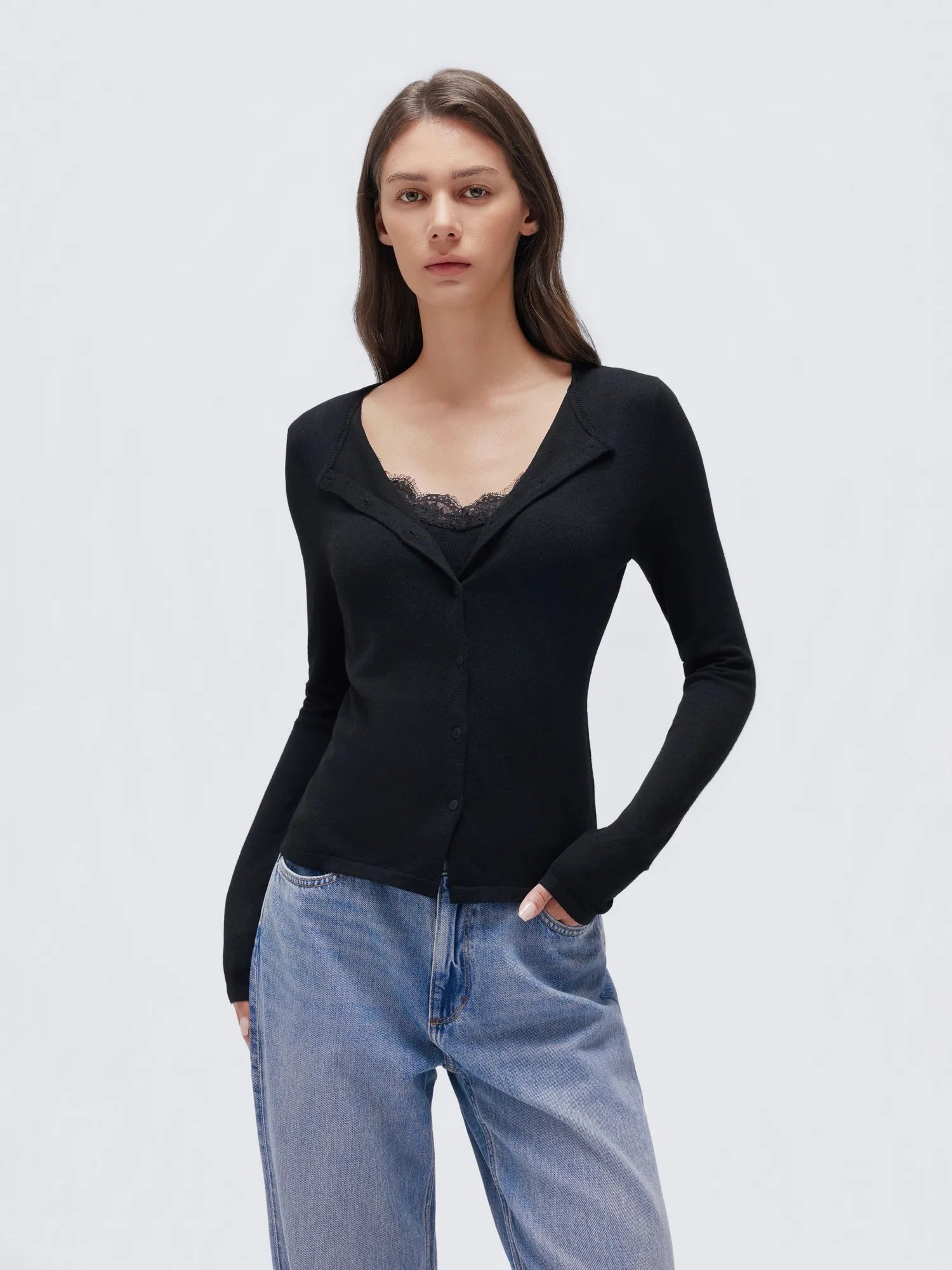 Cashmere Lace Knit Tops-SUUKSESS-SUUKSESS
