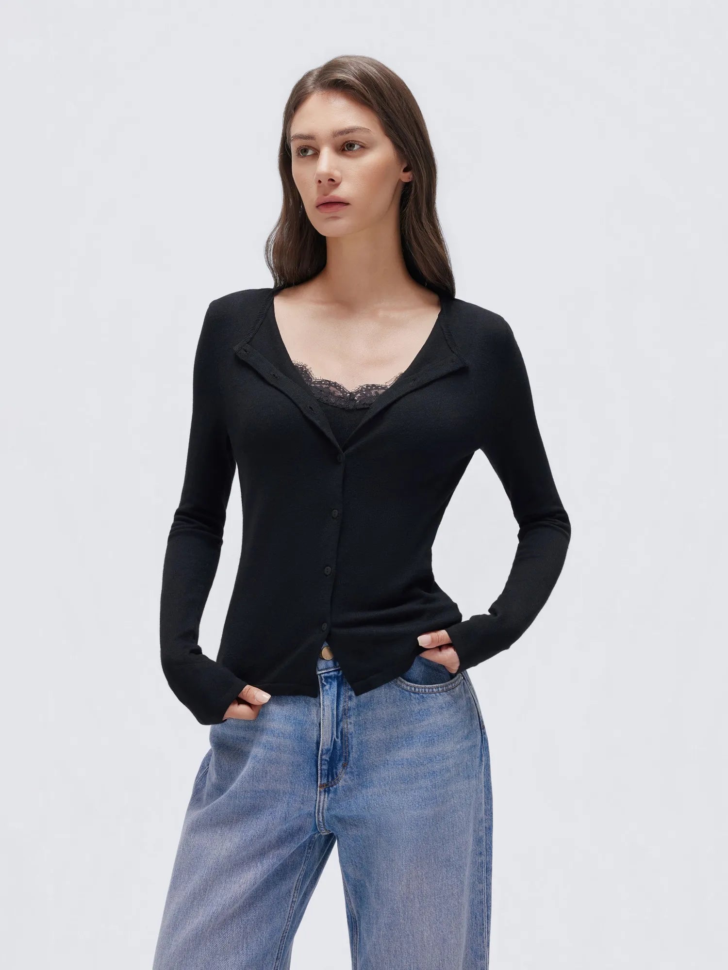 Cashmere Lace Knit Tops-SUUKSESS-SUUKSESS