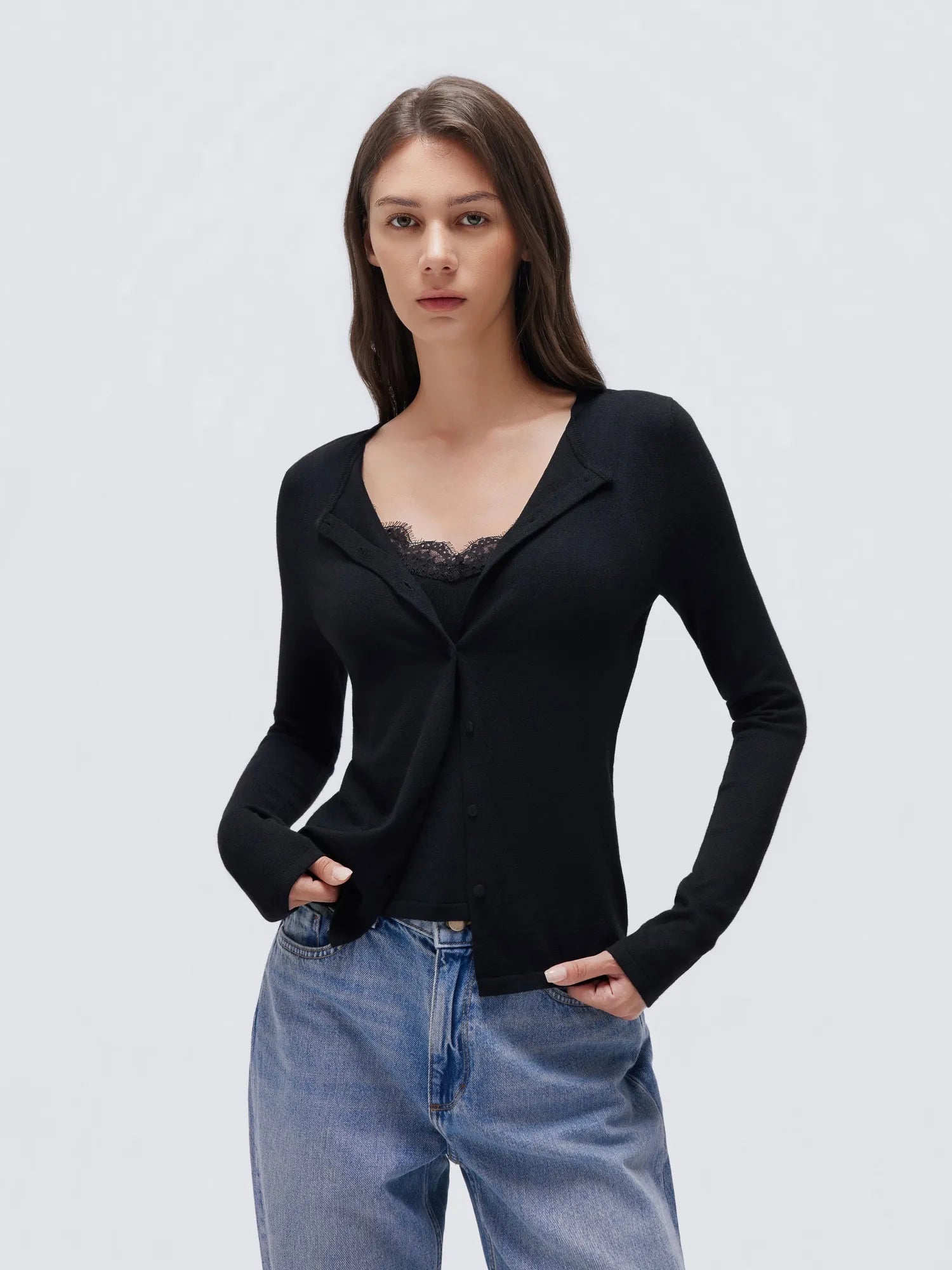 Cashmere Lace Knit Tops-SUUKSESS-SUUKSESS
