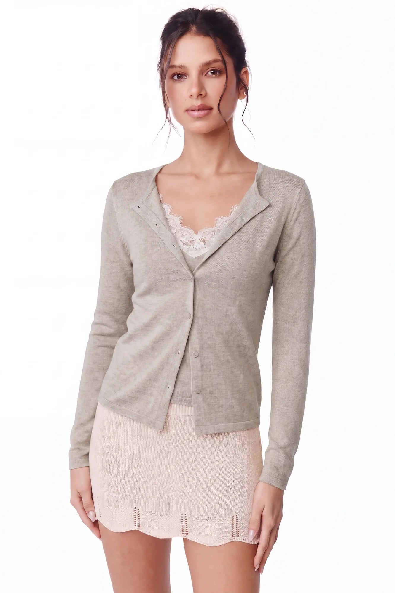 Cashmere Lace Knit Tops-SUUKSESS-Oatmeal-XS-SUUKSESS
