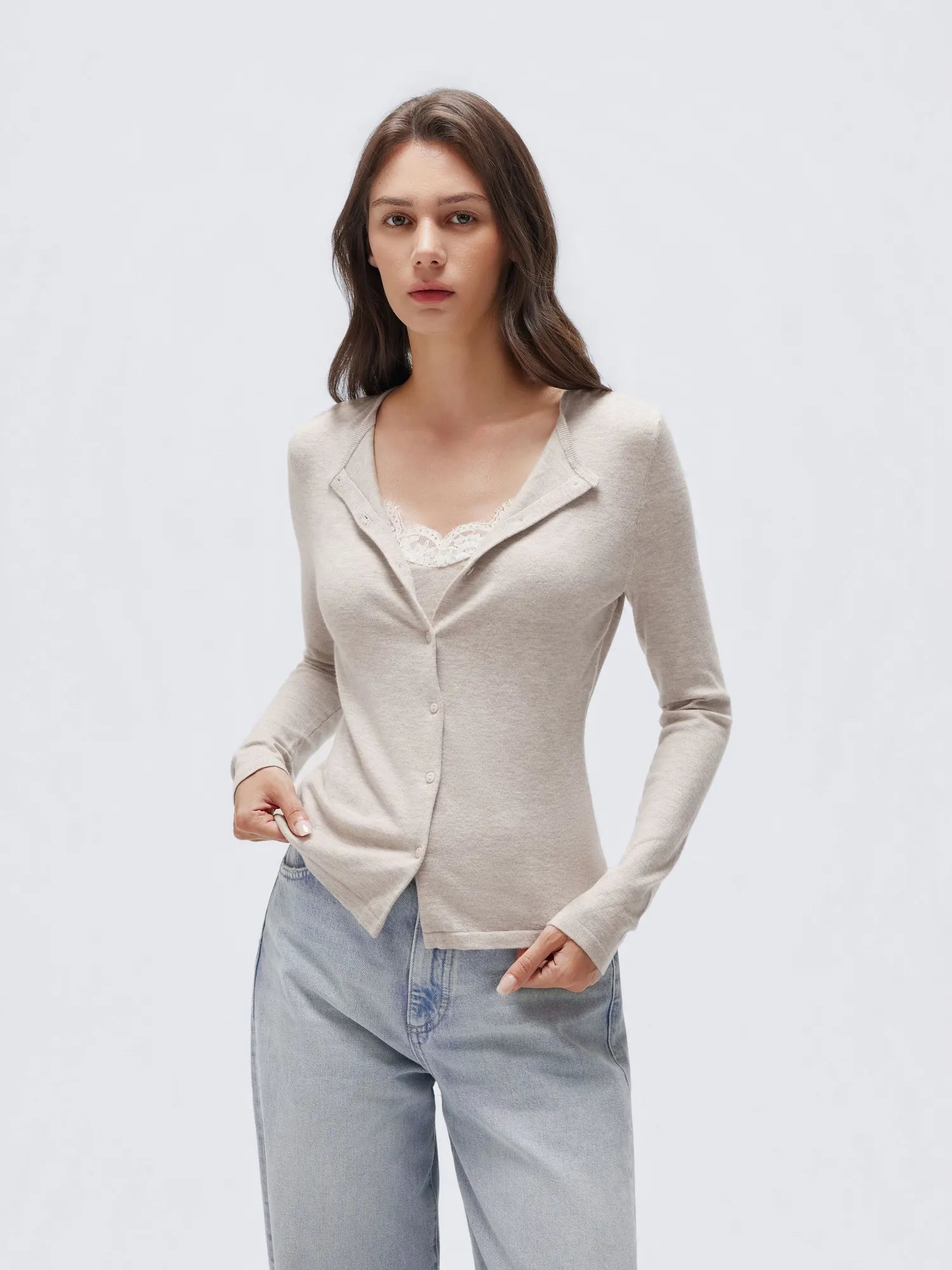 Cashmere Lace Knit Tops-SUUKSESS-SUUKSESS